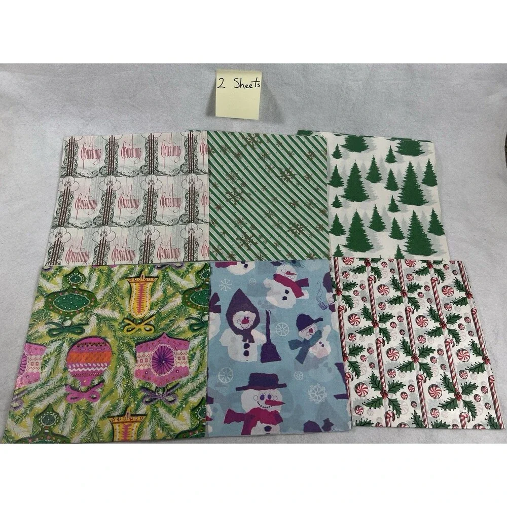Vintage Folded Wrapping Paper Christmas Designs Lot of 36 Sheets in Original Box